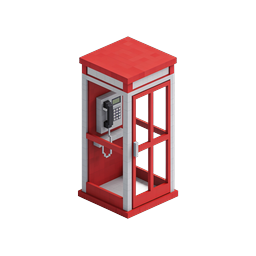 ไอคอนตู้โทรศัพท์สีแดงแบบ Isometric - ตู้โทรศัพท์อังกฤษสุดคลาสสิก
