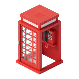 Icona 3D cabina telefonica rossa isometrica