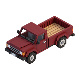 赤いピックアップトラックのVoxelアイコン - アイソメトリック 3D ピクセルデザイン