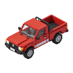 Red Pickup Truck Voxel Icon - 3D Isometric Design