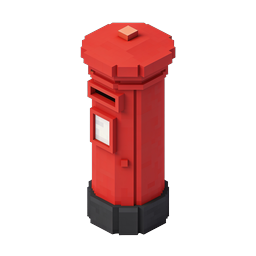 Red Postbox Icon - 3D Isometric Pixel Art Mailbox