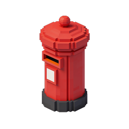 Red Postbox Voxel 3D Icon - British Mailbox Illustration