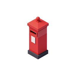 Red British Postbox Icon - Isometric 3D Mailbox