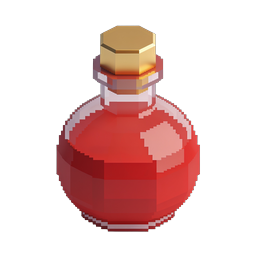Red Potion Bottle 3D Low-Poly Icon for Games