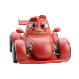 Red Race Car Character - 3D Cartoon Racing Icon