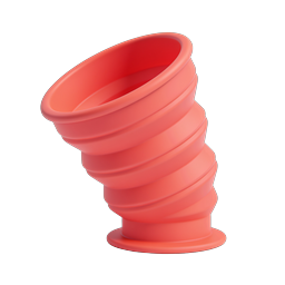 Red Ribbed Flexible Tube 3D Icon | Modern Clay Render