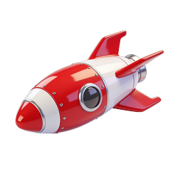 Red Rocket 3D Icon for Startup and Launch