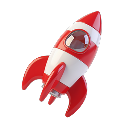 Red Rocket Launch Icon - 3D Startup Symbol