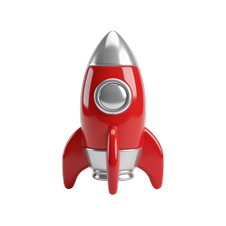 Red Rocket Toy 3D Icon | Space Launch Symbol