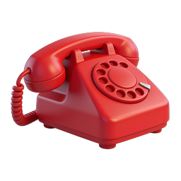 Icône 3D de téléphone vintage rotatif rouge - Téléphone classique
