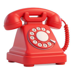 Classic Red Rotary Telephone 3D Icon