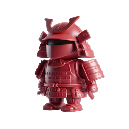 赤い侍戦士 Chibi 3D アイコン - 日本の甲冑