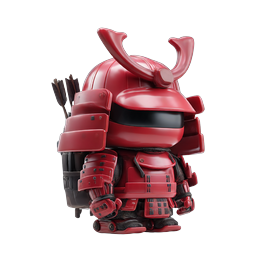 赤い侍戦士 3D キャラクターアイコン - 日本のちび鎧