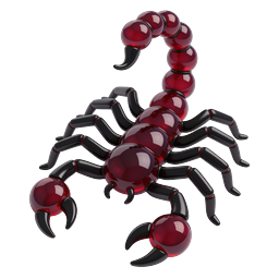 Realistic 3D Red Scorpion Icon with Glossy Finish