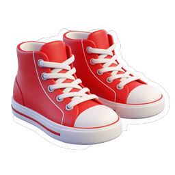 Red Sneakers Icon - 3D High-Top Shoe Illustration