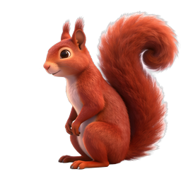 Adorable 3D Red Squirrel Cartoon Illustration Icon