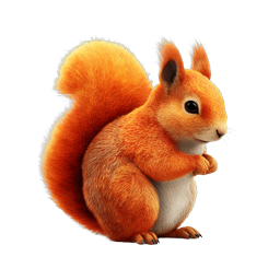 Realistic Red Squirrel 3D Icon - Cute Wildlife Design