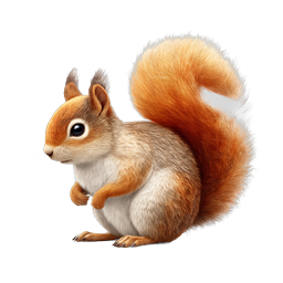 Realistic Red Squirrel Illustration with Bushy Tail