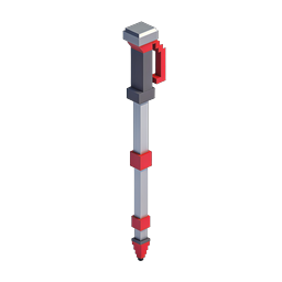 Red Staff Weapon 3D Isometric Icon for Gaming