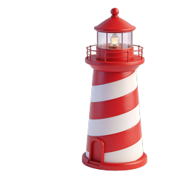 Red Striped Lighthouse 3D Icon - Maritime Beacon
