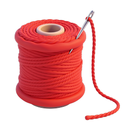 Red Thread Spool with Needle - 3D Craft Icon