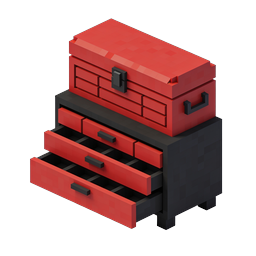 Rotes Werkzeugkasten- und Schrank-3D-Icon in isometrischer Ansicht