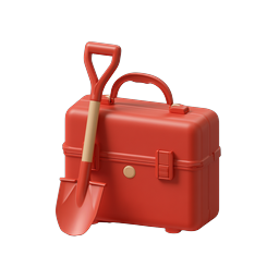 Red Toolbox with Shovel 3D Icon | Clay Style
