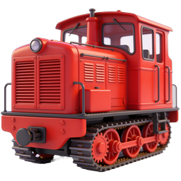 Rotes Kettenfahrzeug 3D-Icon - Vintage Raupenschlepper