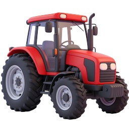 Red Farm Tractor Icon - 3D Agricultural Vehicle