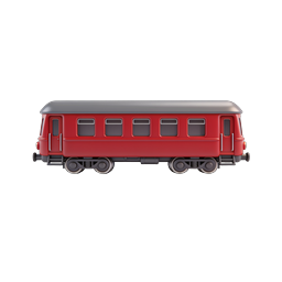 Red Train Carriage Icon - 3D Railway Transport
