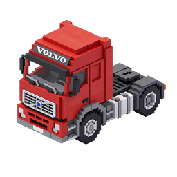 Red Volvo Truck Voxel Icon - 3D Isometric Design