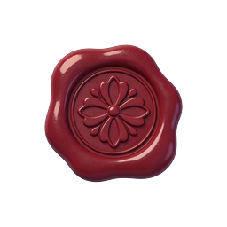 Glossy Red Wax Seal Icon with Floral Embossed Design