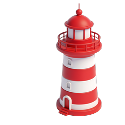 Red and White Lighthouse 3D Icon - Nautical Beacon
