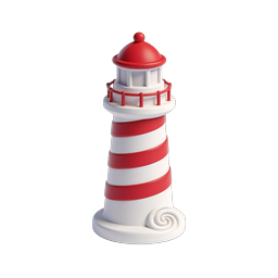 Red and White Spiral Lighthouse 3D Icon