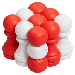 Red and White 3D Stacked Sphere Cluster Icon