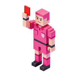 Isometric Referee Red Card Voxel Icon for Sports