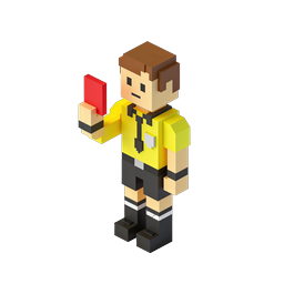 Voxel Referee Red Card Sports Icon | 3D Blocky Character