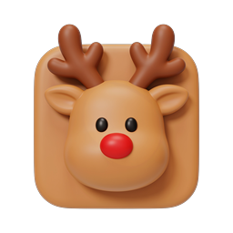 Cute Reindeer Rudolph Christmas Icon - 3D Clay Style
