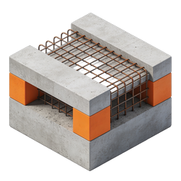 Reinforced Concrete Structure Construction Icon | 3D Isometric