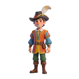 Renaissance Character 3D Icon - Medieval Cavalier Man