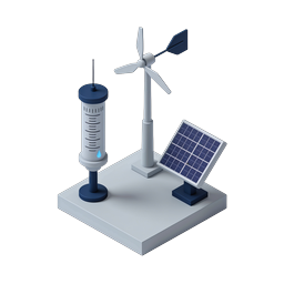 Renewable Energy Isometric Icon - Wind, Solar & Water