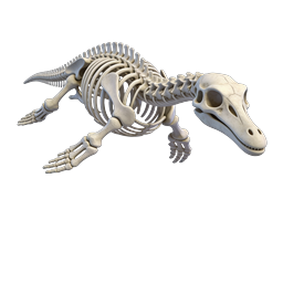 Prehistoric Reptile Skeleton 3D Icon - Realistic Bone Anatomy