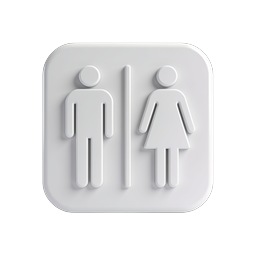 Restroom Sign Icon - 3D Bathroom Symbol