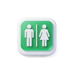 Restroom Sign Icon - Male & Female Symbol 3D