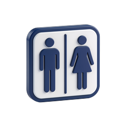 Restroom Sign Icon - 3D Male & Female Pictogram