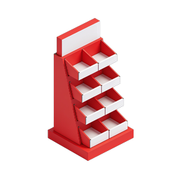 Red Retail Display Shelf 3D Isometric Icon
