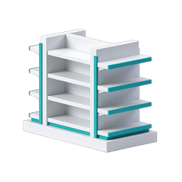 Isometric Retail Display Shelf 3D Icon