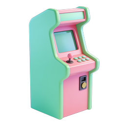 ไอคอนตู้เกมเรโทร - เครื่องเล่นเกม 3D สีพาสเทล