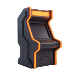 Retro Arcade Machine Icon - Neon Gaming Cabinet 3D