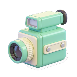 Retro 3D Camera Icon - Mint Green Clay Style
